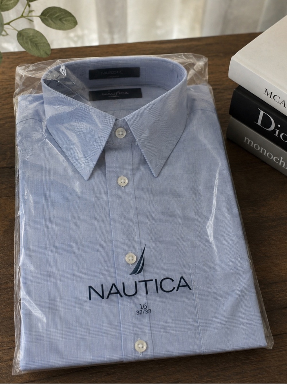 Nautica Men’s Dress Shirt 16 32/33 Blue Plaid NWT Button Down